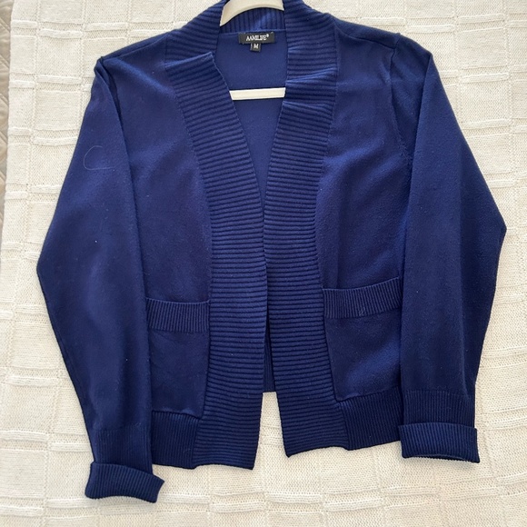 Navy Cropped Carsigan - Picture 2 of 3